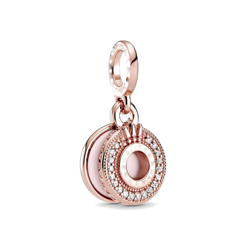 Rose Gold Padlock Heart Key Pendant Necklace for Women 925 Silver with Zircon Beads P011