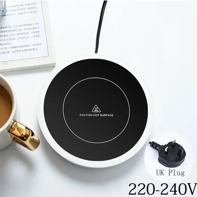 New Coffee Mug Warmer for Milk Tea Teapot Electric Heating Cup Plate 80 Degree Celsius for Home Office Use Round-UK Plug