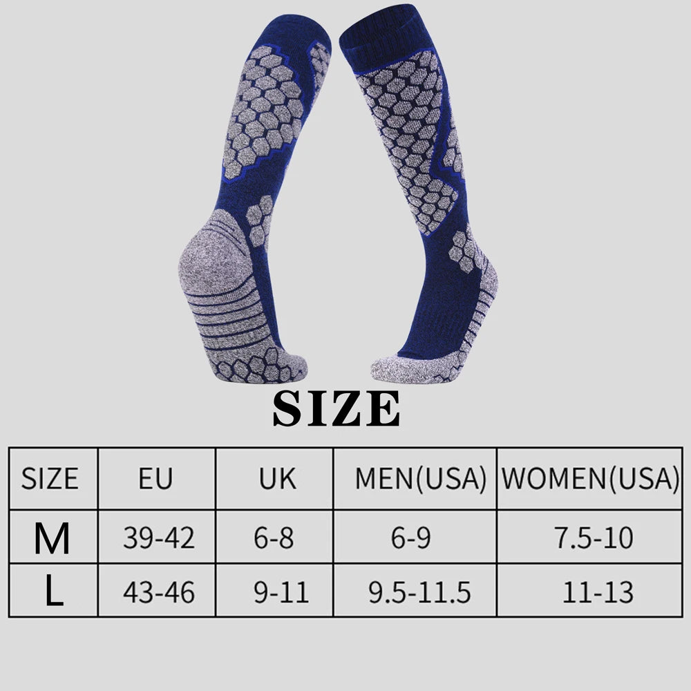 Men Cotton Ski Socks Thick Terry Knee High Warm Outdoor