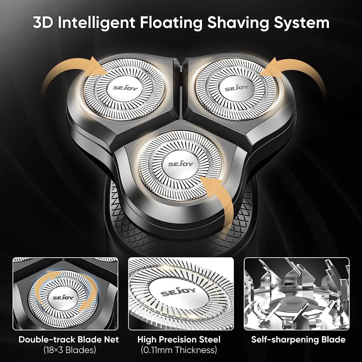 Sejoy 3 In 1 Multifunction Electric Shaver for Men Waterproof Beard and Nose Hair Trimmer with Fast Charging