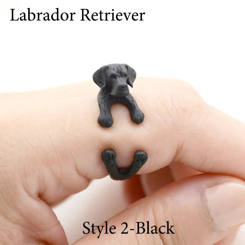 Vintage Labrador Retriever Wrap Ring Adjustable Fashion Jewelry for Women and Men