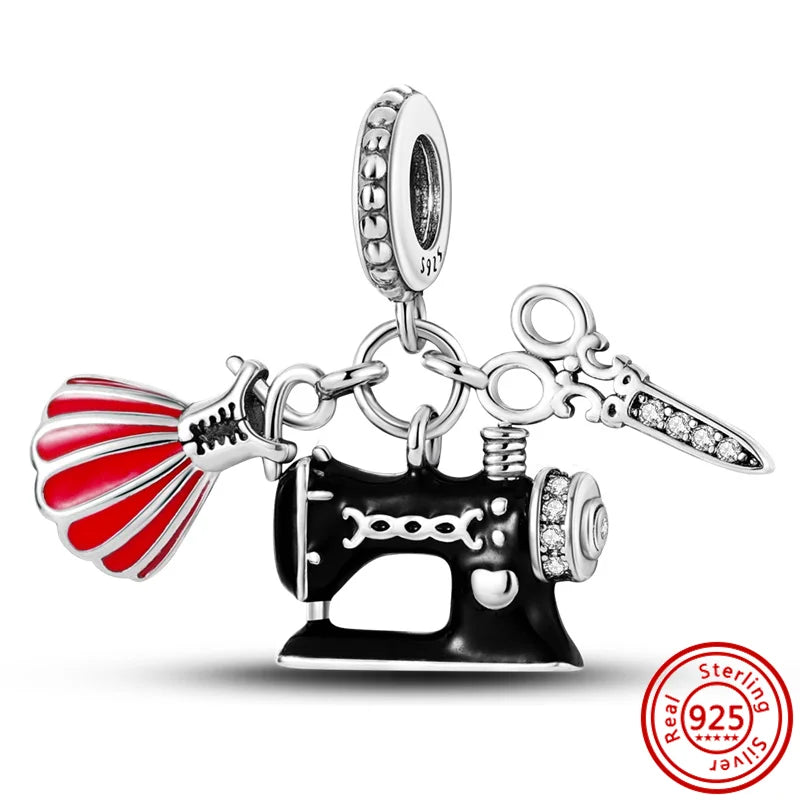 925 Sterling Silver Travel-Themed Charm Beads for Bracelets Y406