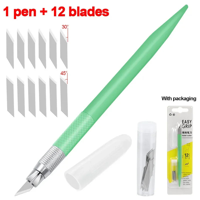 CraftPro 360° Rotating Cutting Pen - Durable Stainless Steel Blades for Effortless DIY Art Projects Green