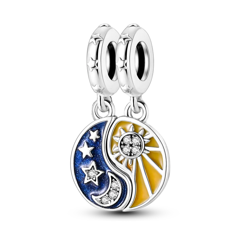 Silver Plated Eternal Symbol Charms Luminous Star Beads Love Dangle Safety Chain for Original Bracelet DIY Jewelry