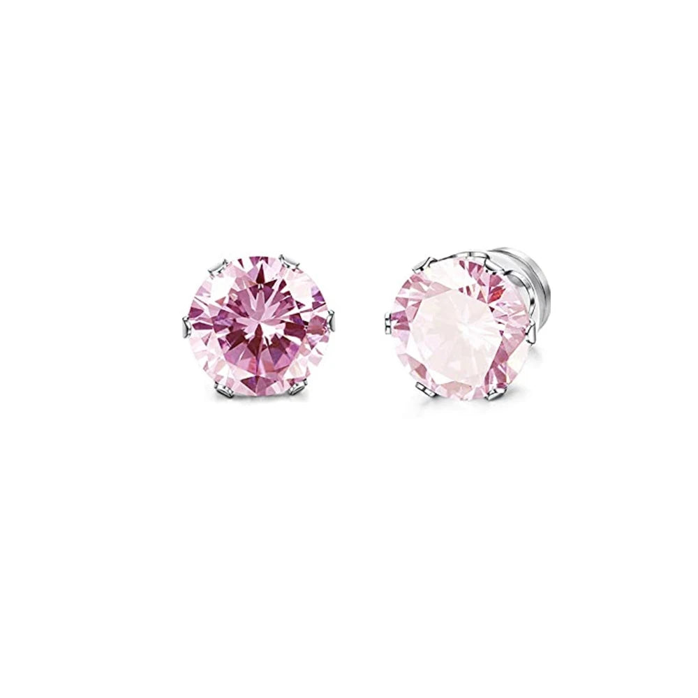 2PC Magnetic Clip-On Zircon Earrings for Unisex Easy Wear Punk Style Non-Piercing Jewelry