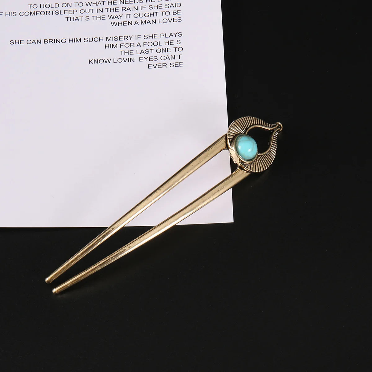 Elegant Turquoise Enamel Shell Hairpin for Women Luxury Metal U Shape Hair Stick