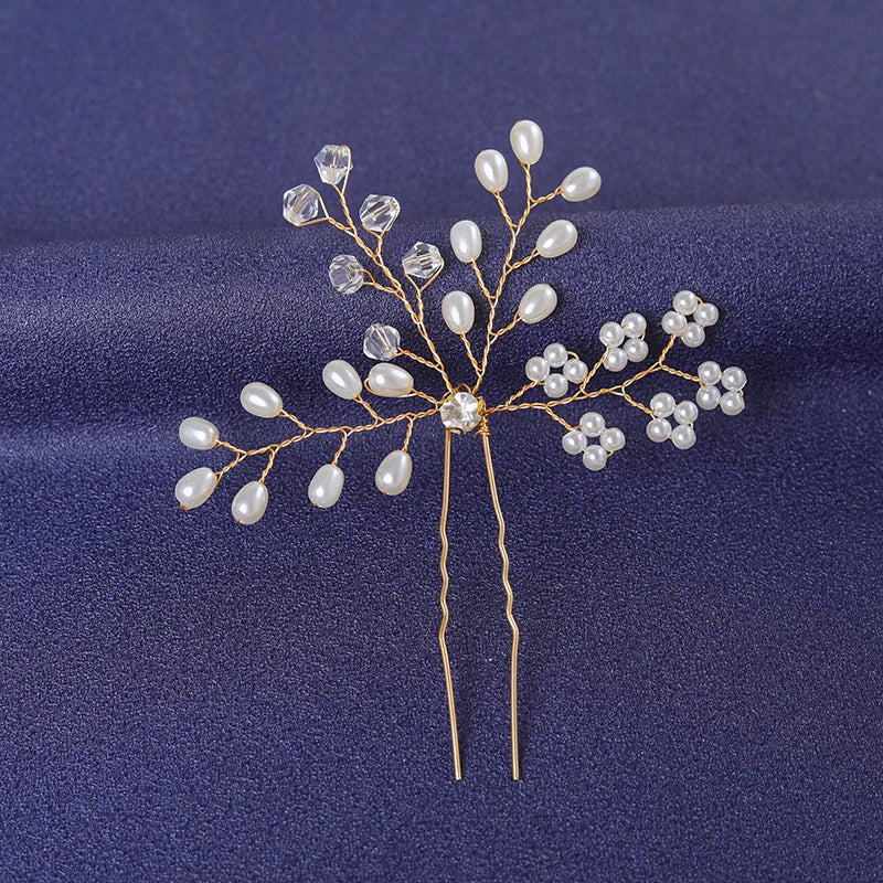 Elegant Gold Crystal Hair Pin for Women - Trendy Rhinestone Bridal Wedding Hair Accessory