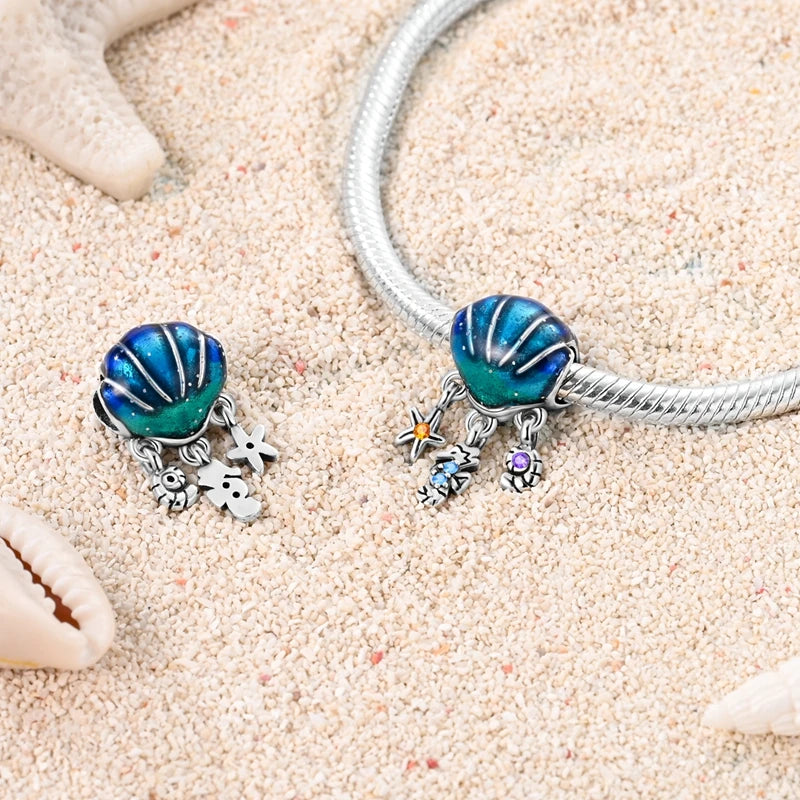 925 Sterling Silver Sea Turtle Dangle Charm For Bracelet