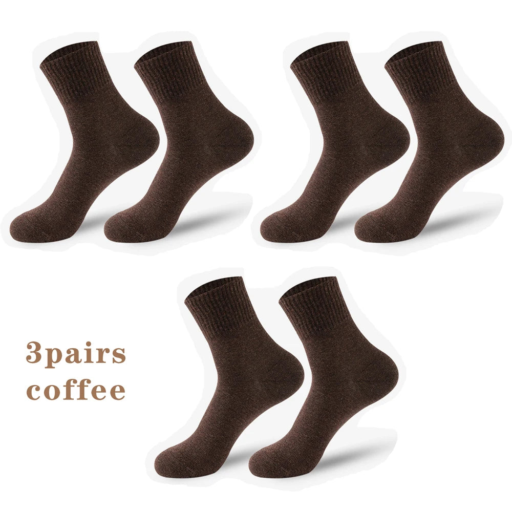 3 Pairs Womens All Season Cotton Cushion Mid Calf Socks