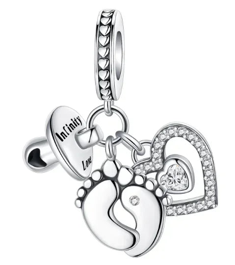 Sparkling Birthstone Heart Charm 925 Sterling Silver Pendant Bead for Mom DIY Jewelry Gift