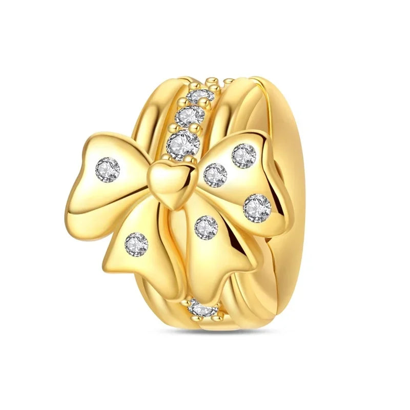 925 Sterling Silver Colorful Butterfly Star Moon Flower Beads Clip Charm for DIY Bracelet Fine Zircon Jewelry