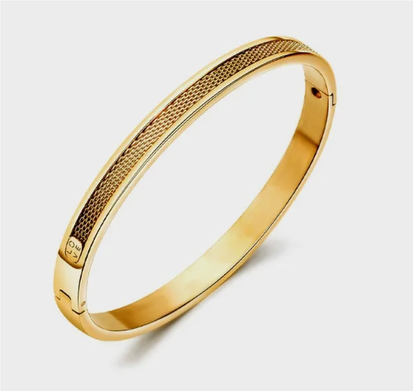 Jovolove Elegant Stainless Steel Waterproof Bangle for Women - Fashionable Gemstone Design