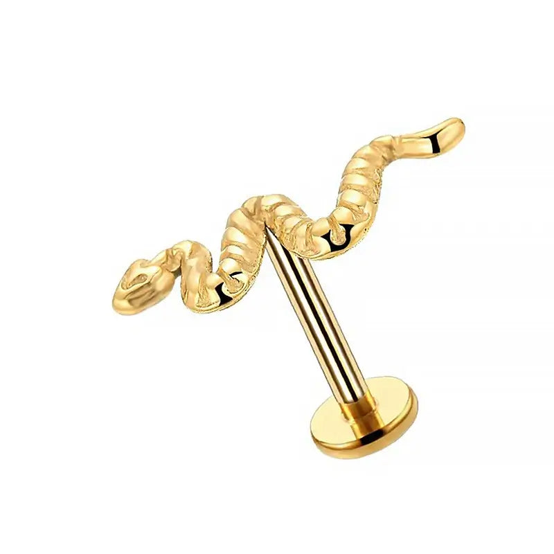 1PC Stainless Steel Punk Snake Earring and Nose Piercing Jewelry gold