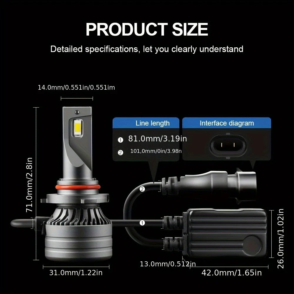 Ultra Bright LED Headlight Bulbs 9005 9006 H11 6000K White 160W Canbus Fast Cooling 80000Hrs Lifetime