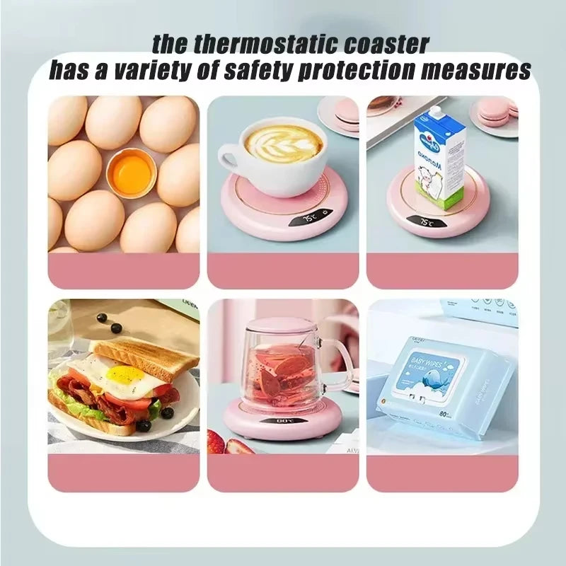 Thermostat Coaster USB Home Heating Coaster with 3-Speed Adjustment 55 Degrees Constant Temperature
