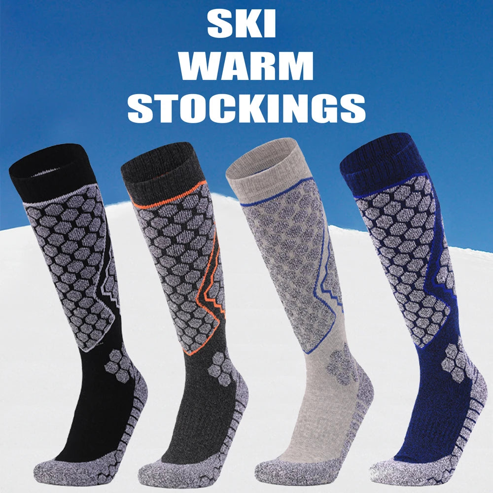 Men Cotton Ski Socks Thick Terry Knee High Warm Outdoor