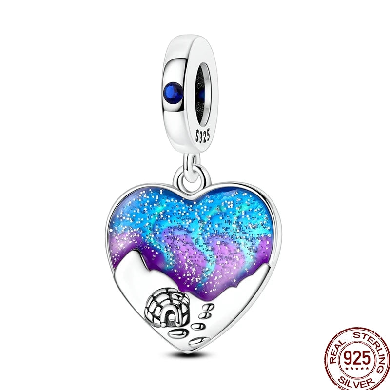 925 Sterling Silver Heart Family Charm Bead With Zircon