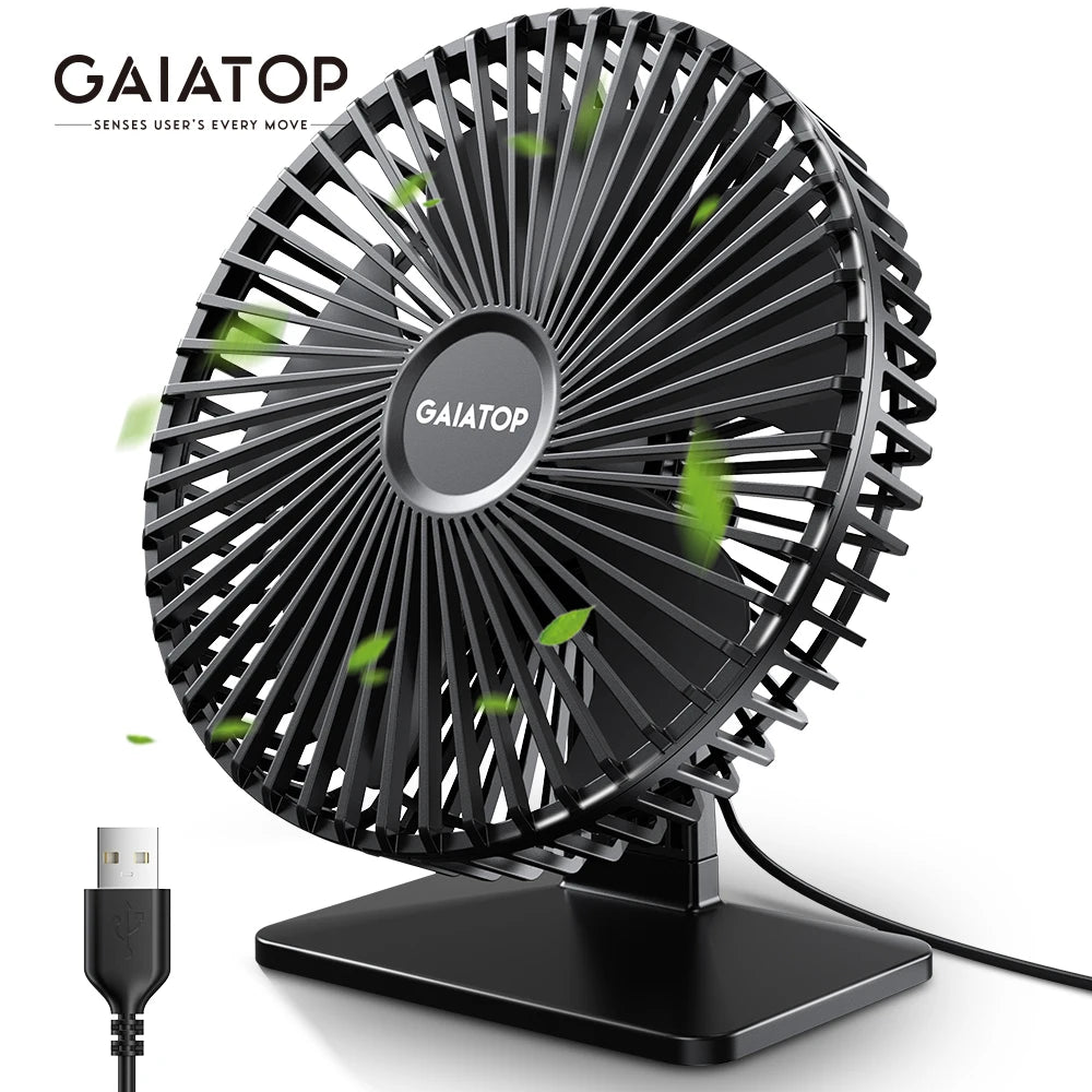 GAIATOP Desk Fan Portable USB Fan 90° Adjustable Mute 4 Speed