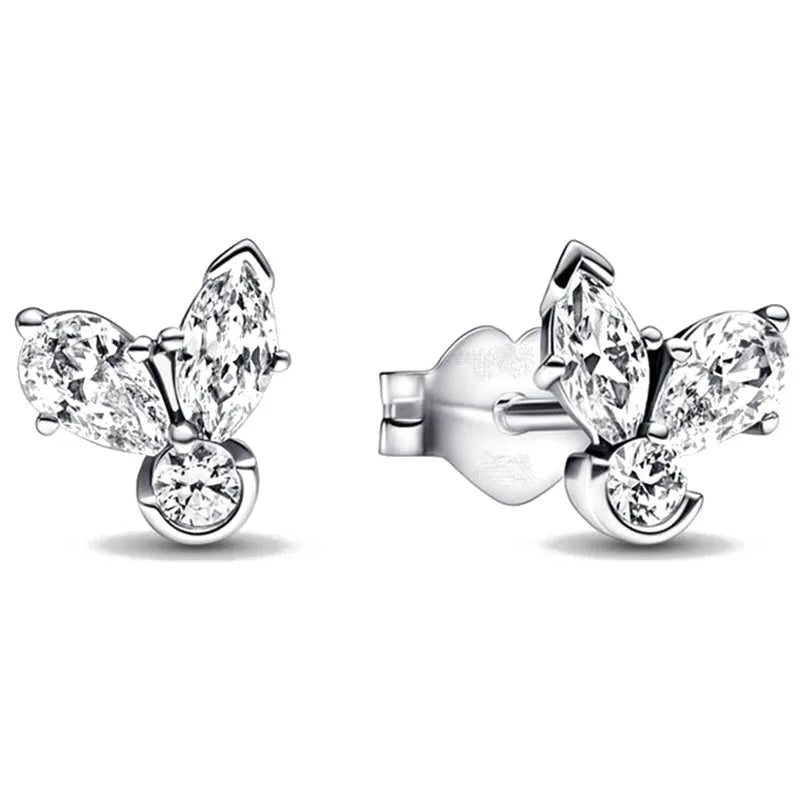 New 925 Silver Heart-Shaped Earrings with Purple Pink and Green Zircon for Exquisite Jewelry Gifts for Women