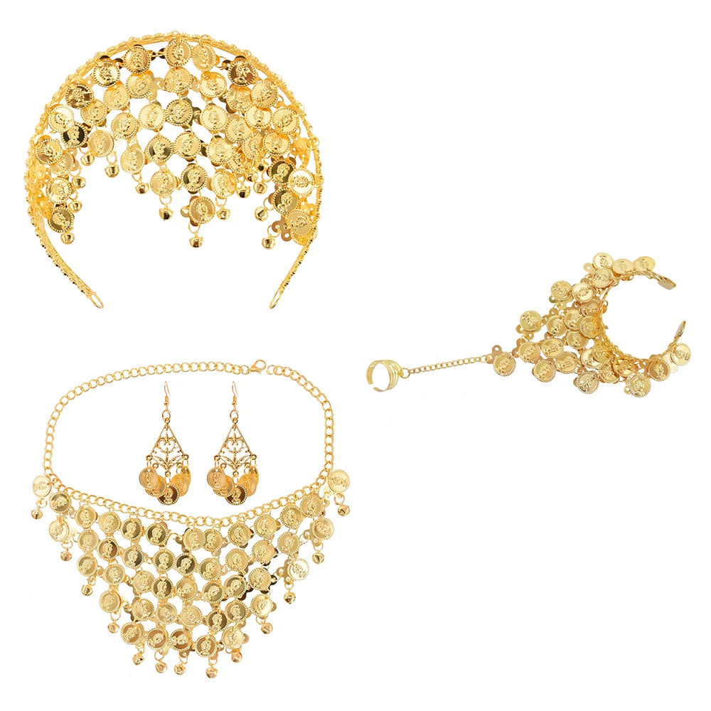 Indian Dance Jewelry Set Necklace Earrings Bangle Hairband