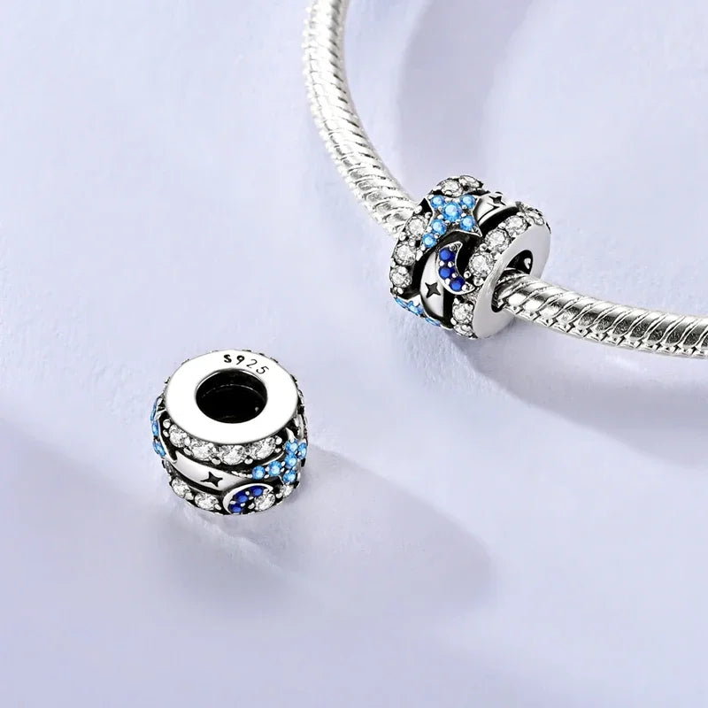 Sterling Silver Cat and Flower Heart Charm for DIY Bracelet Jewelry KTC1658
