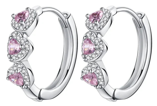 Elegant 925 Sterling Silver Heart Charm Earrings for Women SER3001