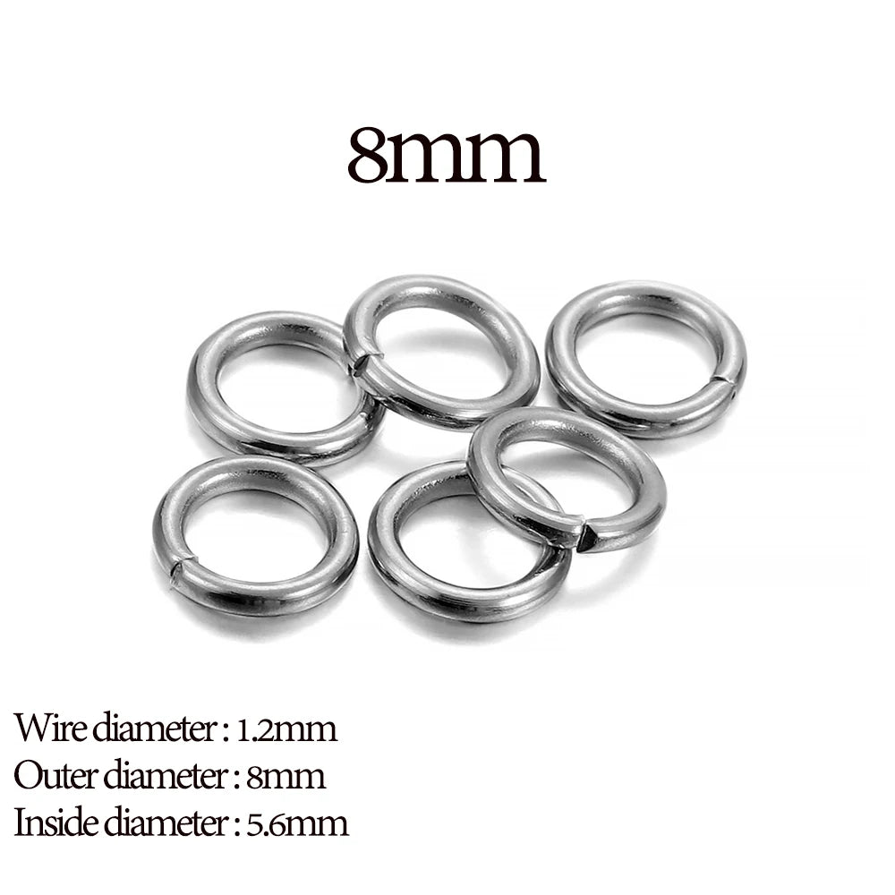 Stainless Steel Jump Rings Open Loops for DIY Jewelry Making 30 to 200 Pieces 1.2 x 8mm 200pcs