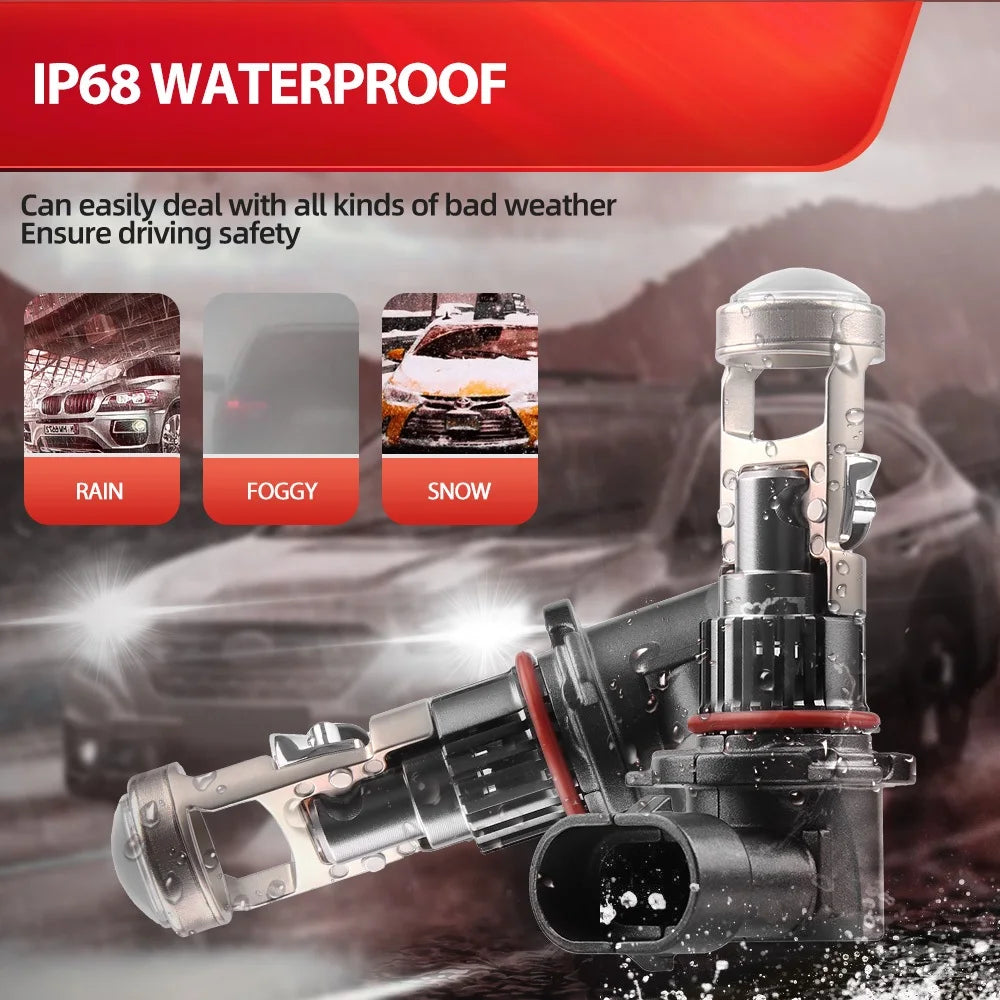 High-Power Mini LED Projector Headlight Bulbs 26000LM 150W 9005 9006 6500K Fog Lights for Easy Installation