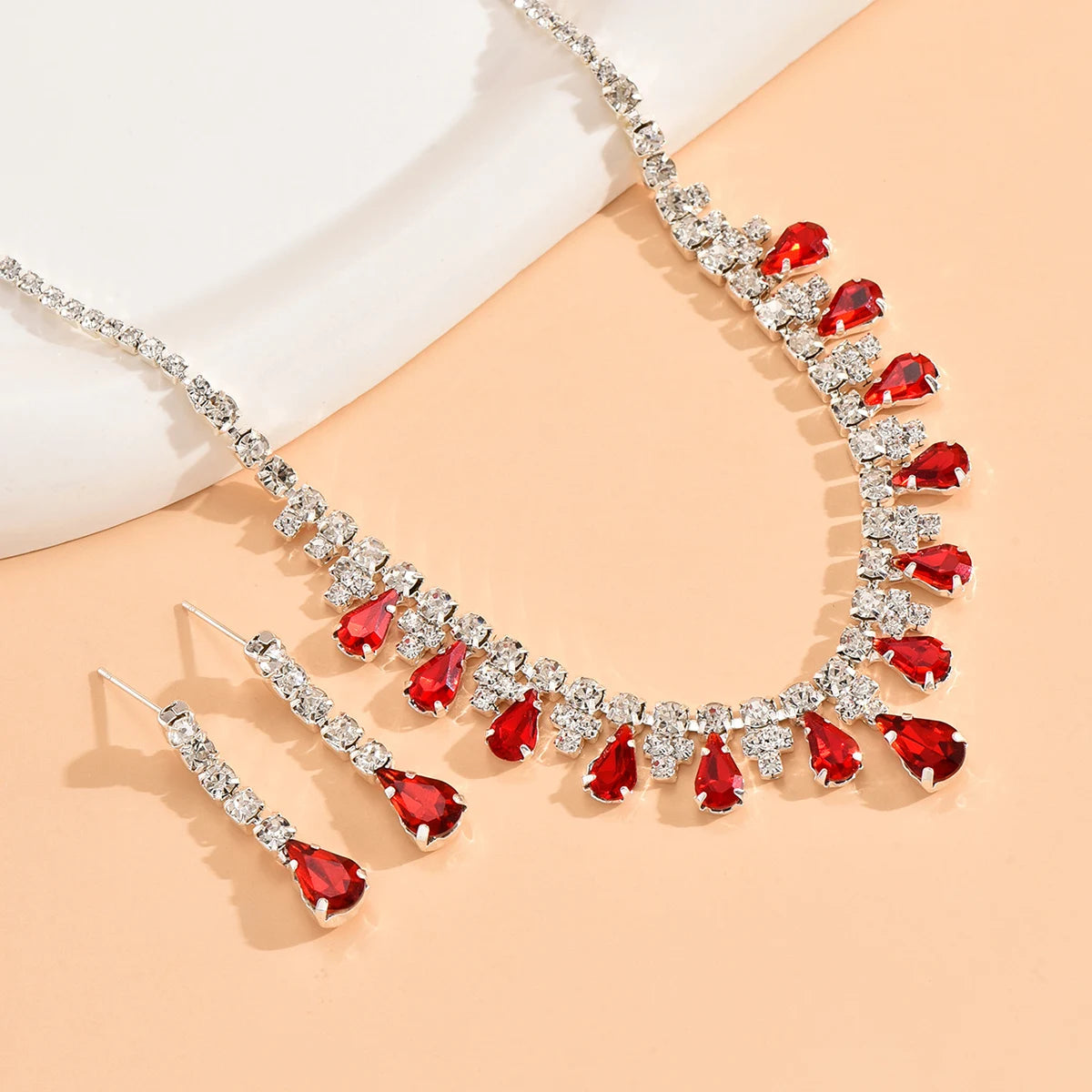 Elegant Women's Crystal Jewelry Set Necklace and Earrings for Wedding and Party