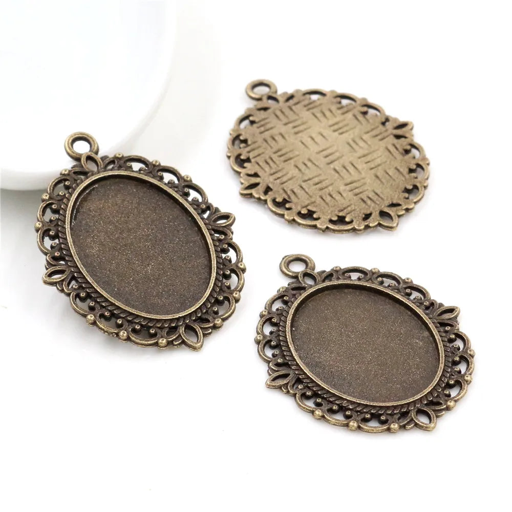 Antique Finish Cameo Cabochon Bracelet Setting Trays in Gold Silver Bronze and Rhodium 10 Pack