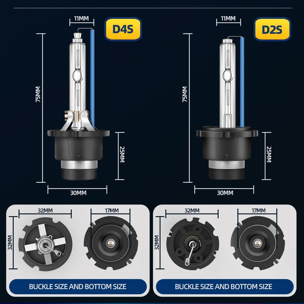 High-Performance D2S HID Xenon Car Headlight Bulbs 35W 4300K-12000K Adjustable Brightness