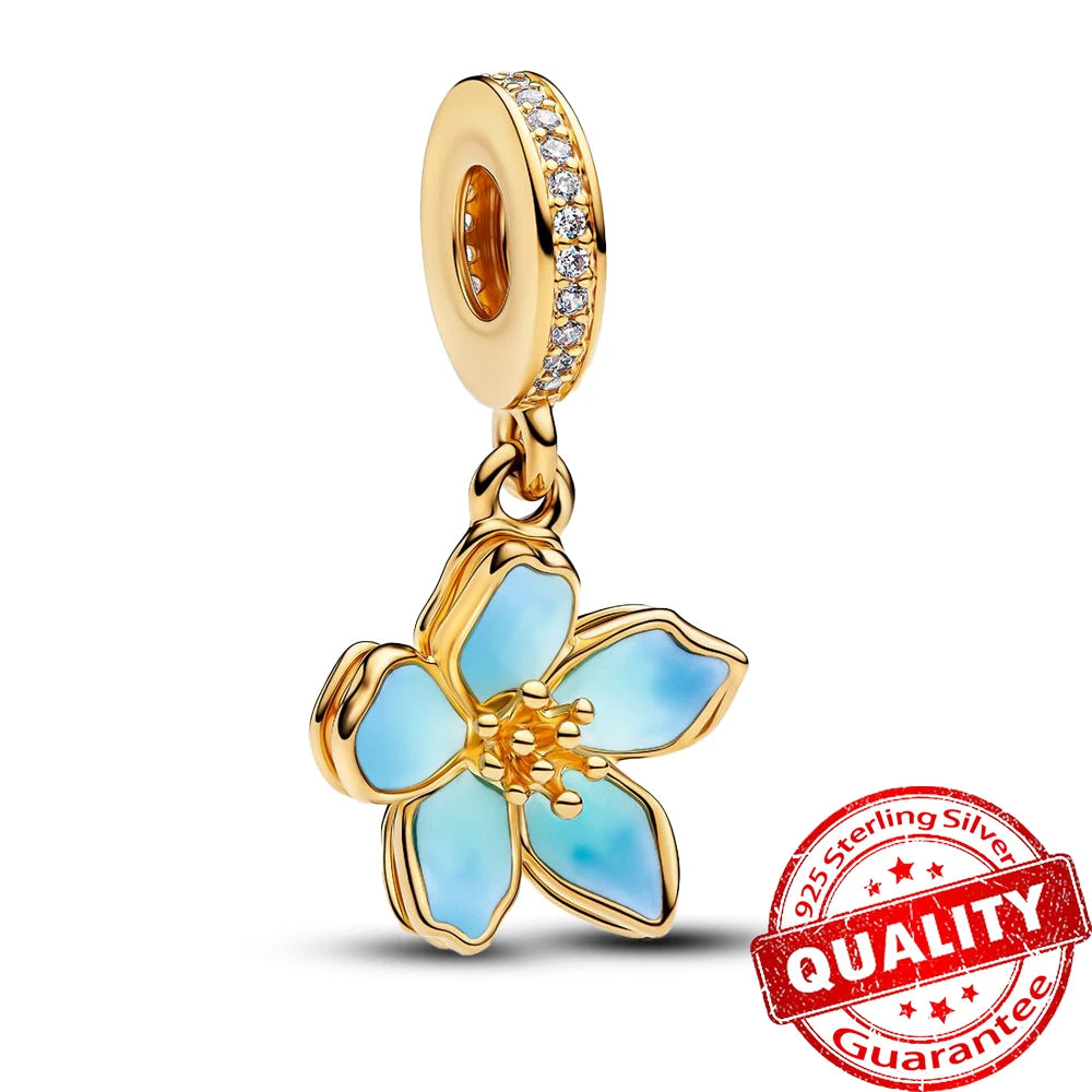 Ocean Series Sterling Silver Starfish and Coral Charm Pendant for Bracelets FCC502-GD