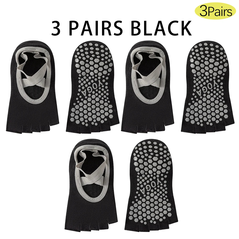Women Open Toe Anti Slip 5 Toe Yoga Socks With Grips