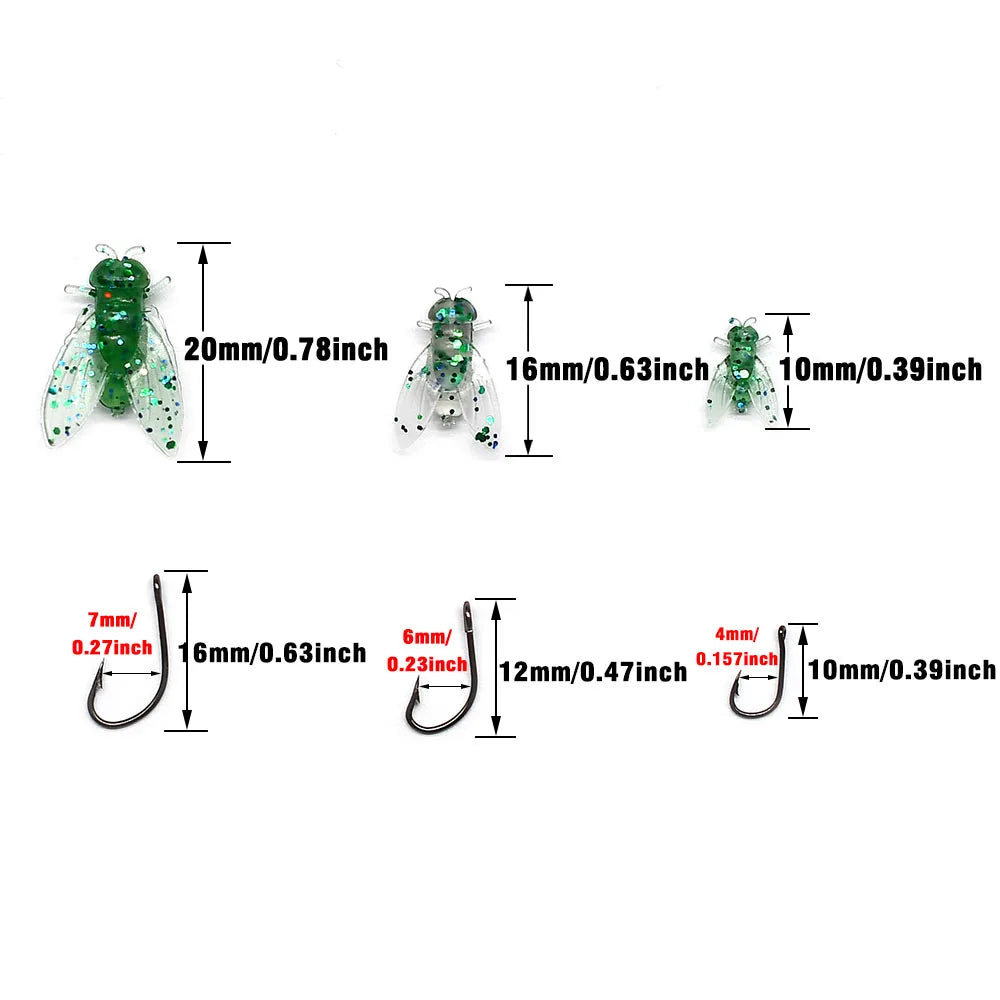 MNFT Mini Bionic Fly Fishing Bait Fly Hook Soft Bait Gear