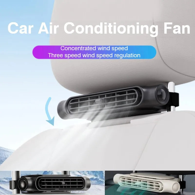Car Rear Seat Headrest Cooling Fan Electric 3-Speed Mini Fan