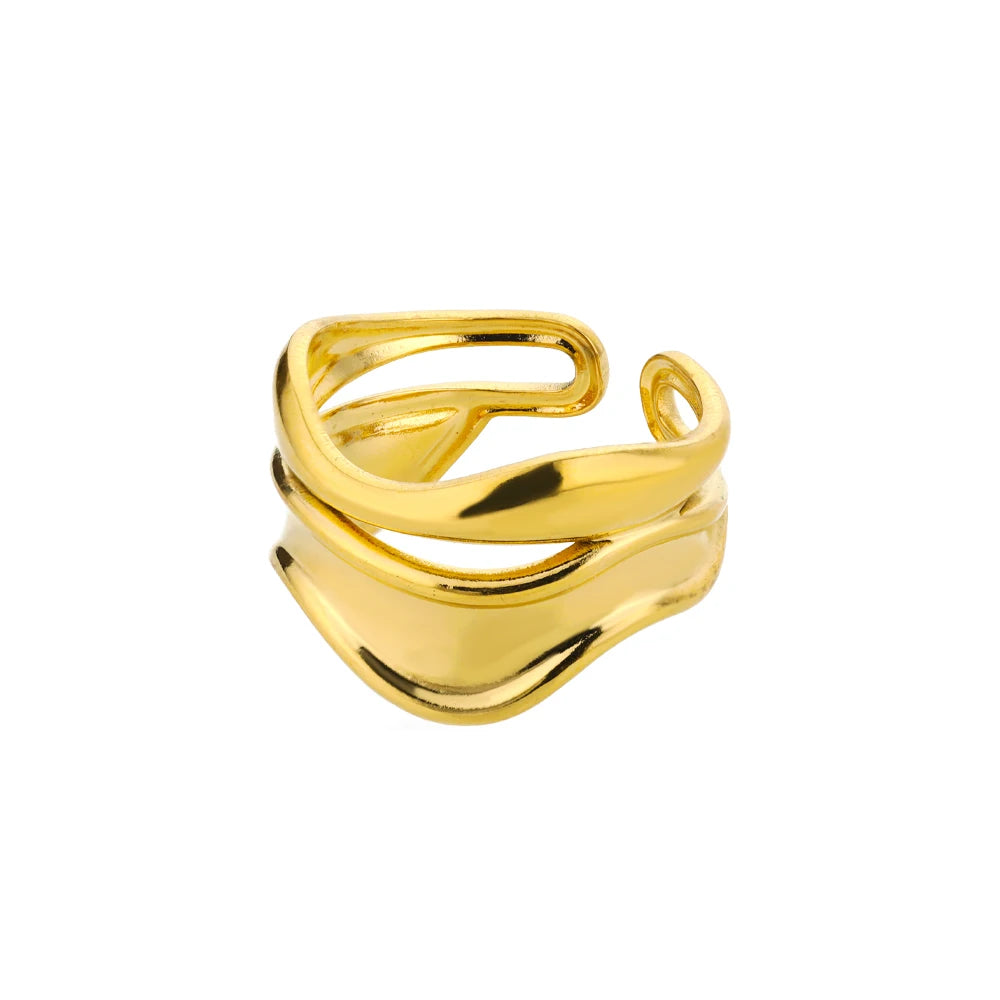 Gold Color 316L Stainless Steel Women's Rings - Fade-Resistant Luxury Wedding Jewelry with Free Shipping