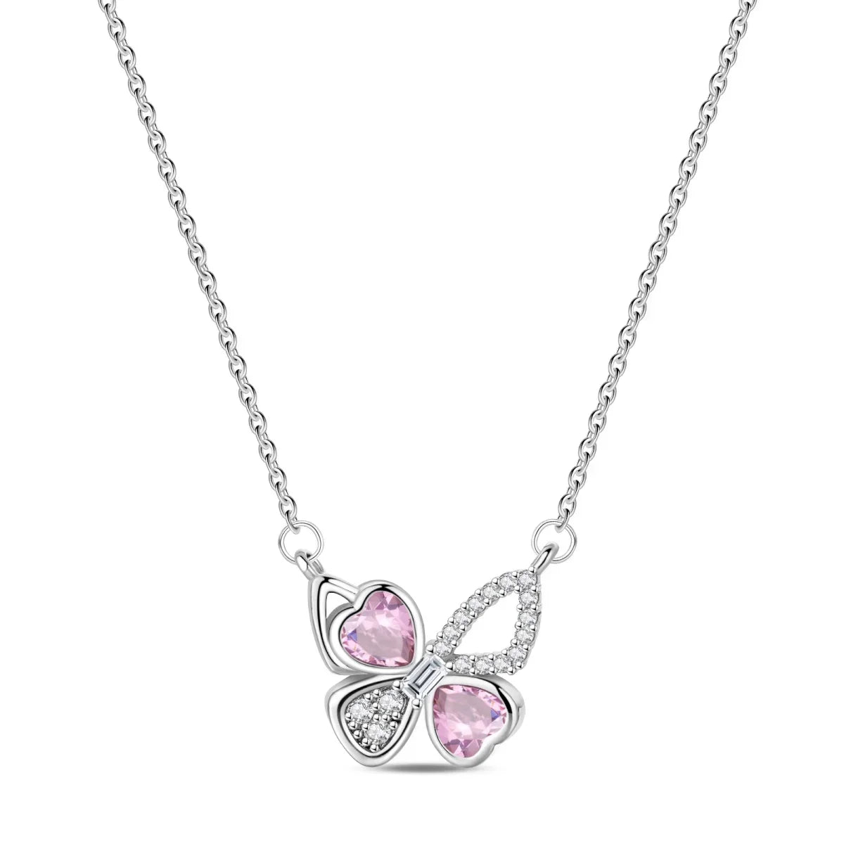 Luxury 925 Sterling Silver Colorful Arrow Heart Bow Tie Feather Pendant Necklace Charming DIY Gift for Women