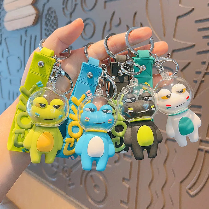 Charming Space Frog Keychain for Women Bag Decoration and Car Accessories