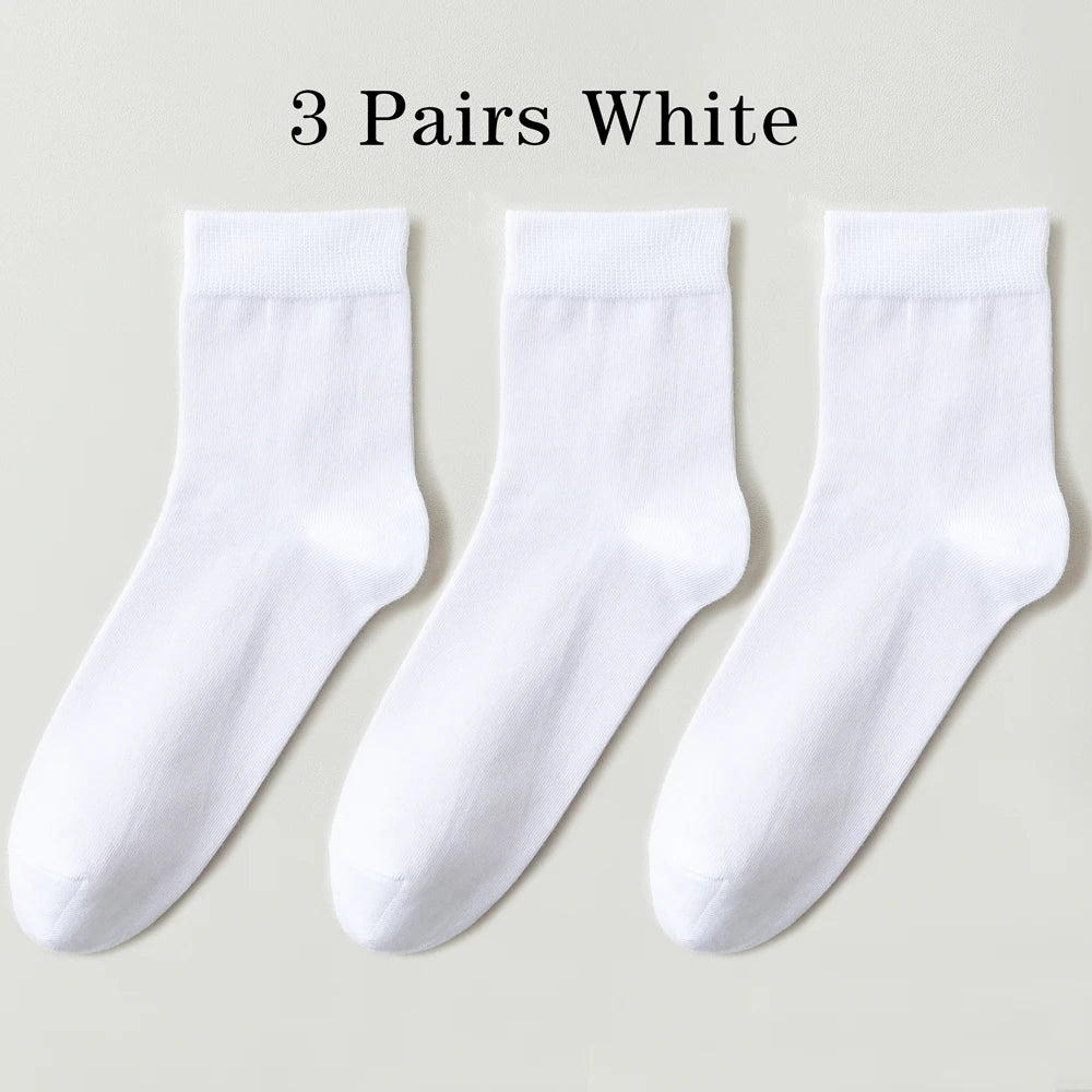 3 Pairs High Quality Mens Business Socks Breathable Cotton