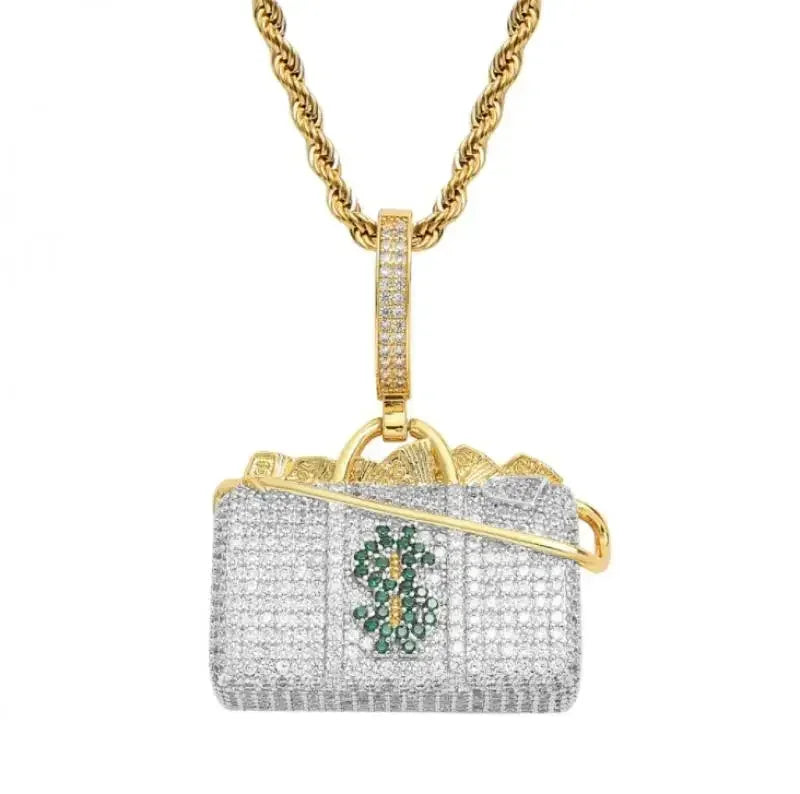Cubic Zirconia Hip Hop XO Pendant Necklace for Men and Women