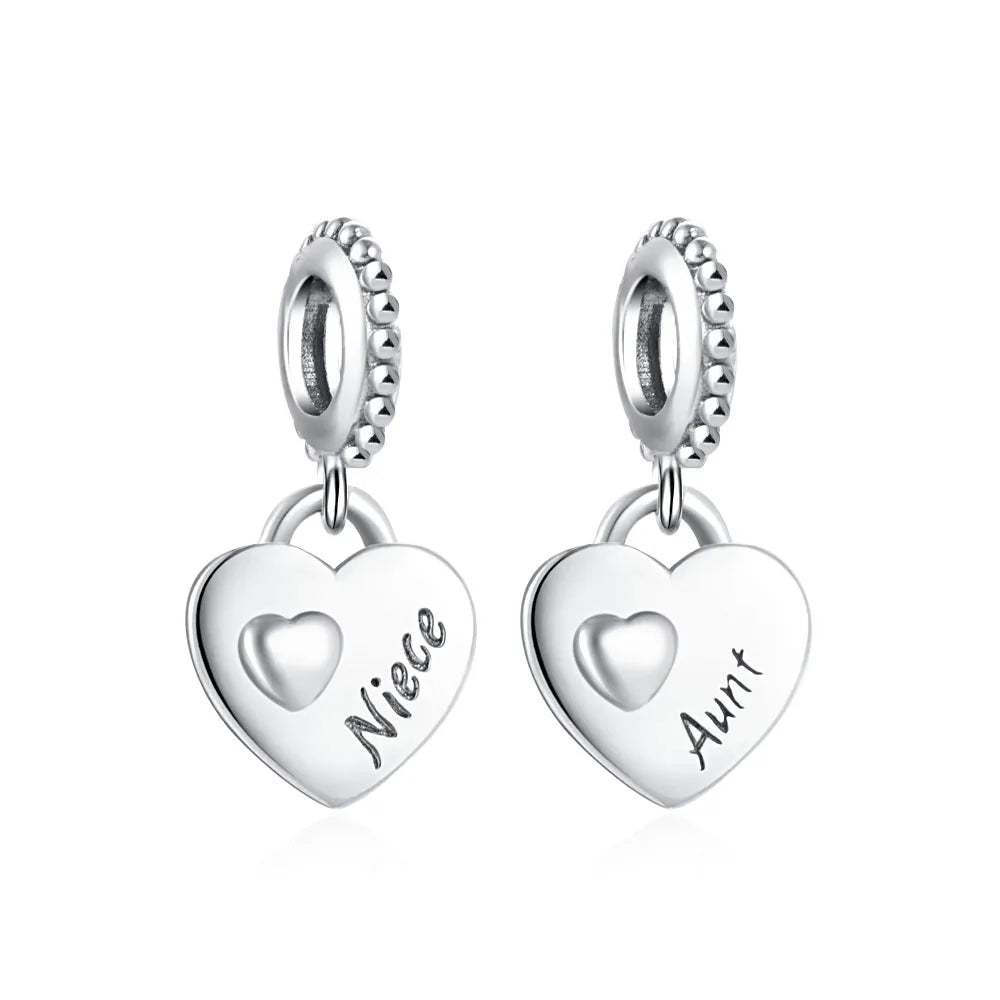 Grandma Heart Niece Family Tree Charms Bead for DIY European 925 Silver Charm Bracelet Necklace Jewelry for Women
