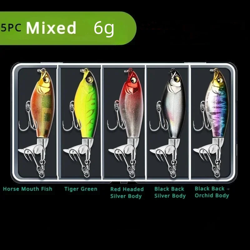 5pcs Floating Propeller Lure Bionic Bait for Fishing Gear 5 PC Mixed Colors 7cm 6g