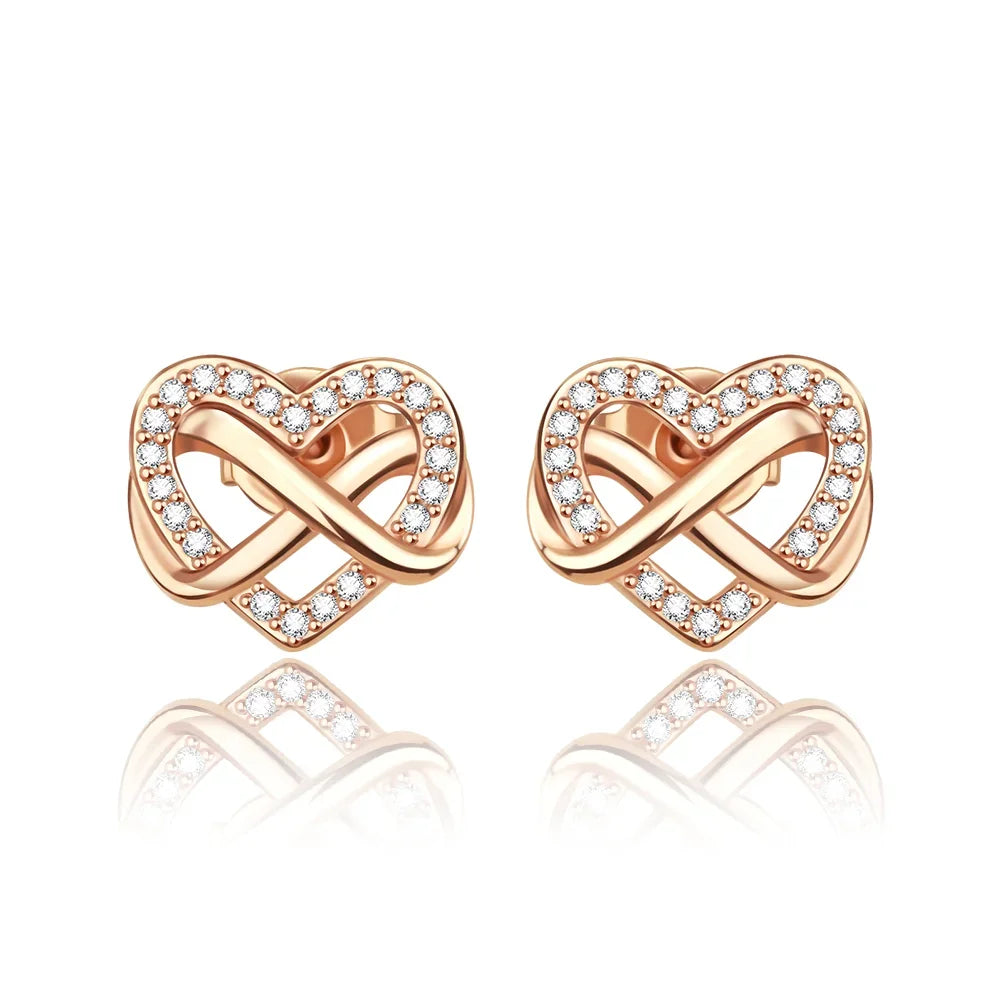 Sparkling 925 Sterling Silver Colorful Heart Zircon Round Huggie Bow Stud Earrings for Women Elegant Sweet Jewelry Gifts