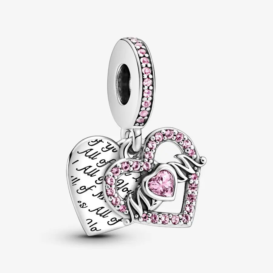 Romantic Heart Bead Pendant Set for Charm Bracelets and Necklaces Thanksgiving Jewelry Gift for Women BD42