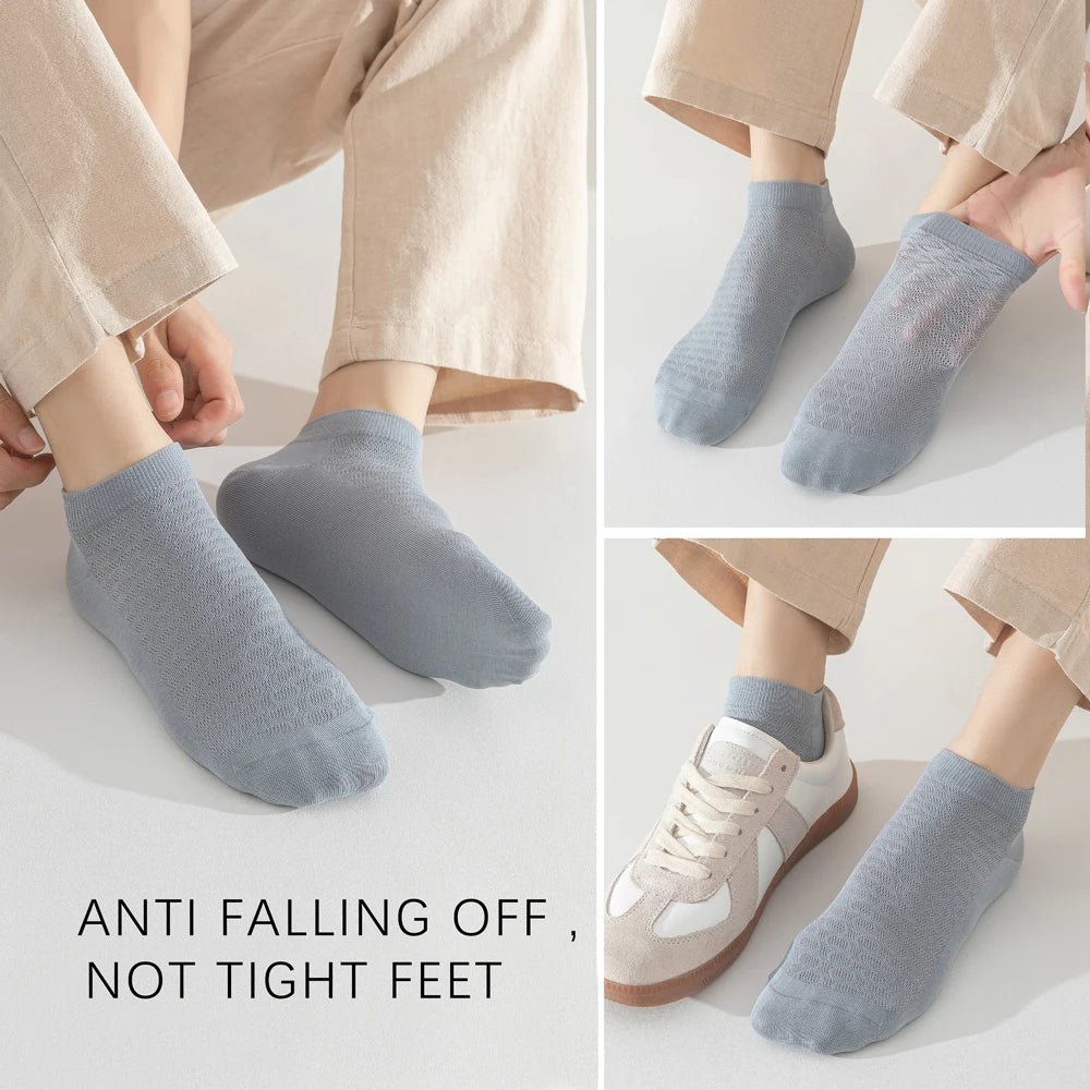 Men Cotton Ankle Socks 3 Pairs Breathable Mesh Lightweight