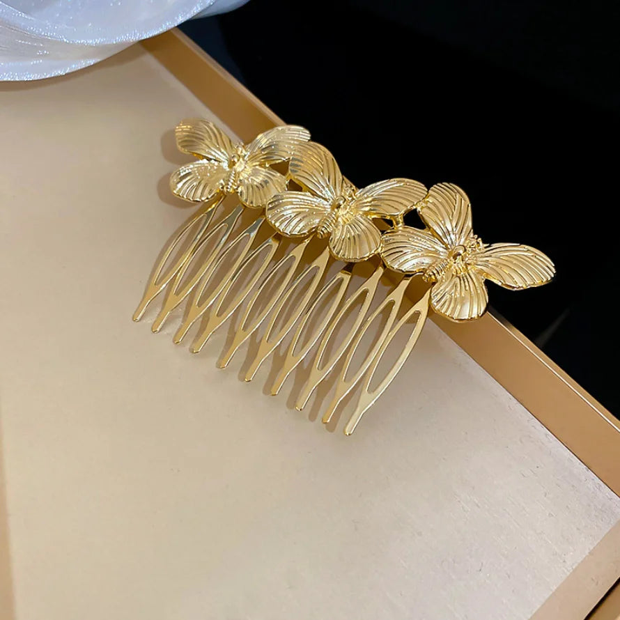 Butterfly Hair Combs - Gold Metal Hairpins for Women - Elegant Bride Accessories Gold