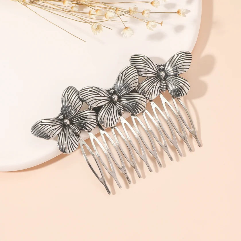 Bridal Crystal Hair Comb - Elegant Hair Clips & Pins for Brides Butterfly A. Silver