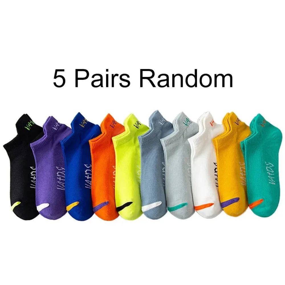 5 Pairs Fashionable Cloth Standard Boat Socks For Men 5 Pairs Random 5g
