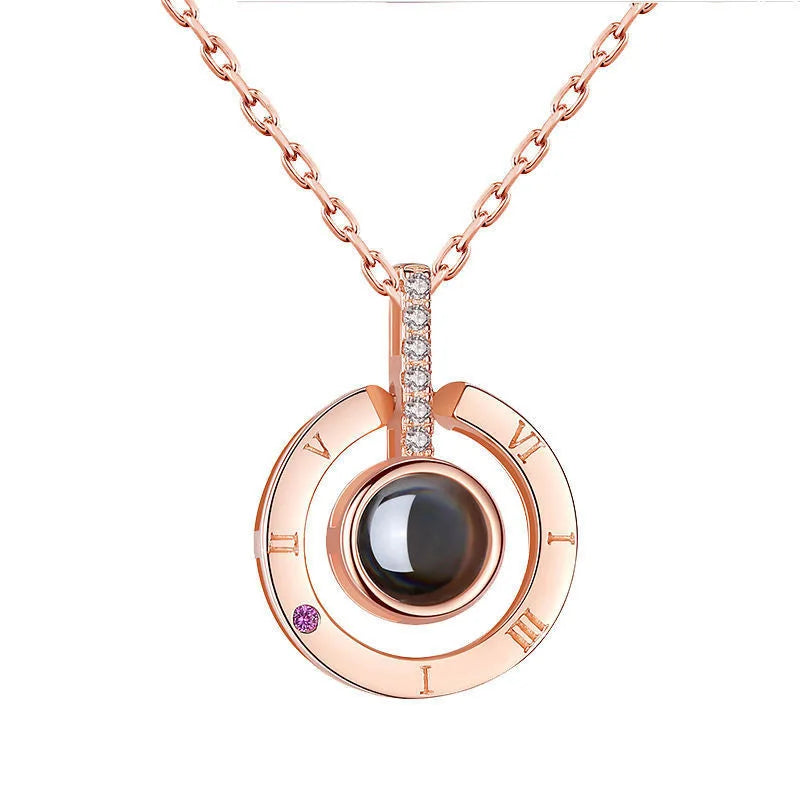 I Love You In 100 Languages Projection Necklace Gift For Women yuanxing-Gold