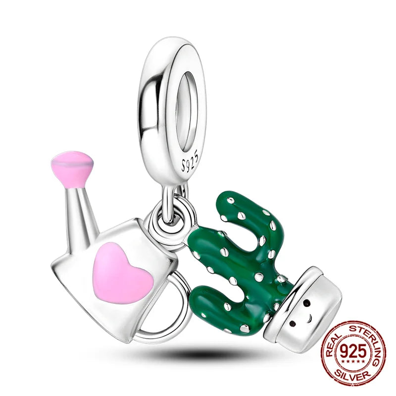 Elegant Sterling Silver Purple Flower Beads for DIY Jewelry and Charm Bracelets